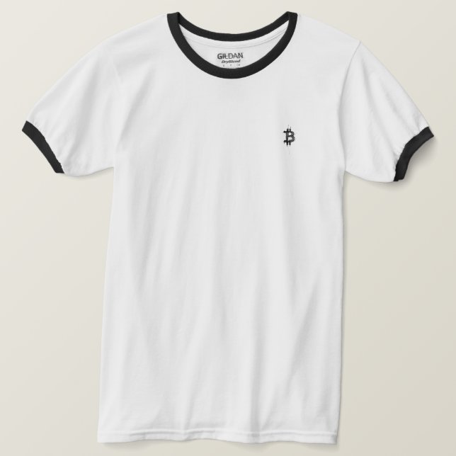 Bitcoin Line Art Logo (Black ₿) T-Shirt (Design Front)