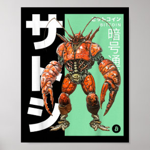 Bitcoin Lobster (btc Crypto Statement &amp; Anime  Poster