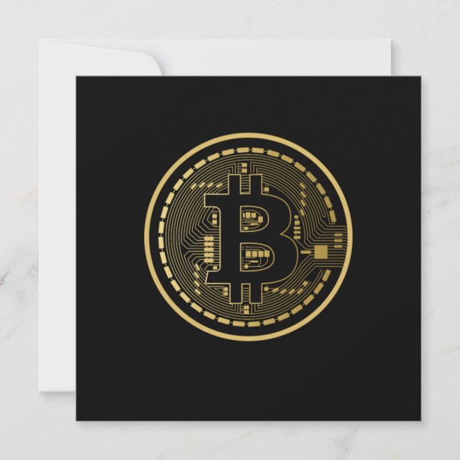 Bitcoin Logo BTC Crypto Mining Cryptocurrency Gift Invitation (Front)