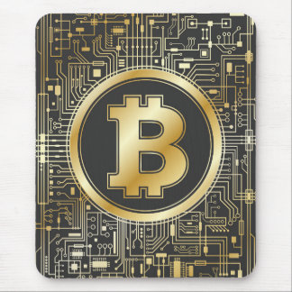 Bitcoin Logo Crypto Circuit Board Cryptocurrency Mouse Pad