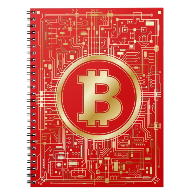 Bitcoin Logo Crypto Circuit Board Cryptocurrency Notebook (Front)