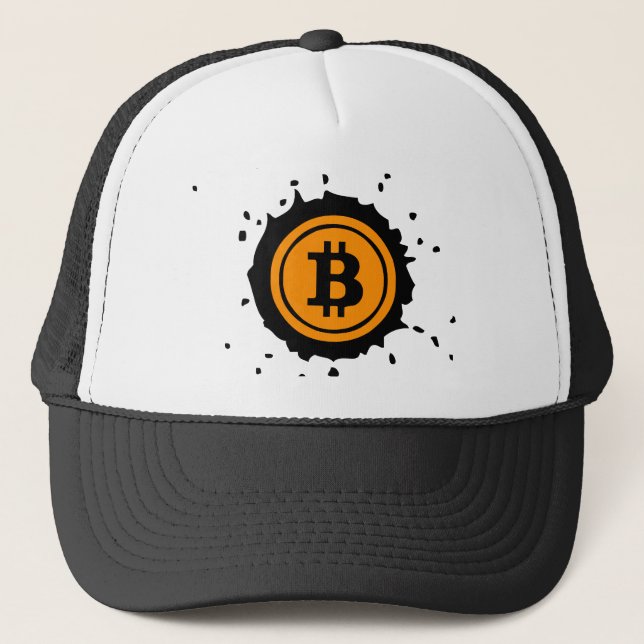 Bitcoin Logo Crypto Currency Trucker Hat (Front)