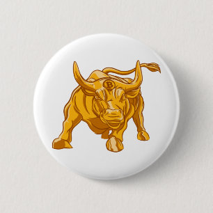 Bitcoin Logo Gold Bull 6 Cm Round Badge