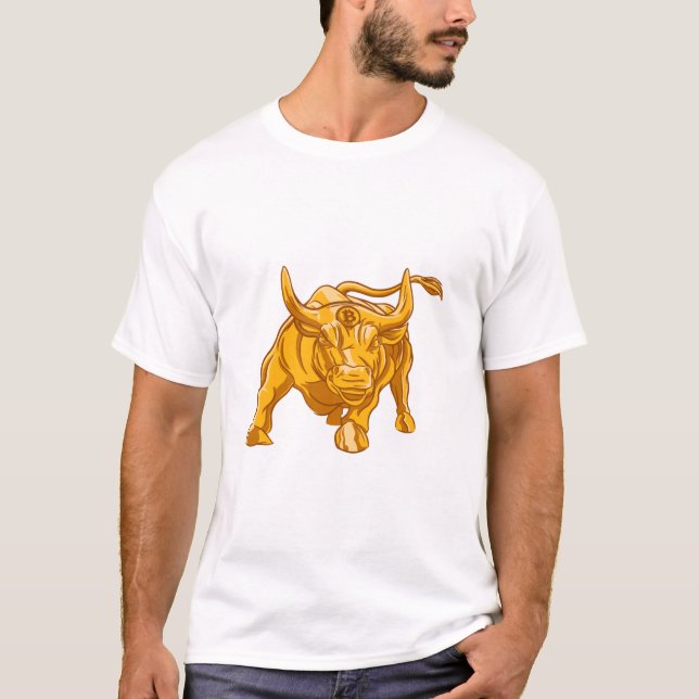 Bitcoin Logo Gold Bull T-Shirt (Front)