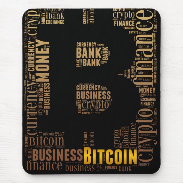 Bitcoin logo graphic wordart mouse pad (Front)