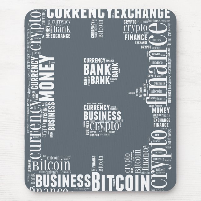 Bitcoin logo graphic wordart mouse pad (Front)