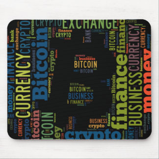Bitcoin logo graphic wordart mouse pad