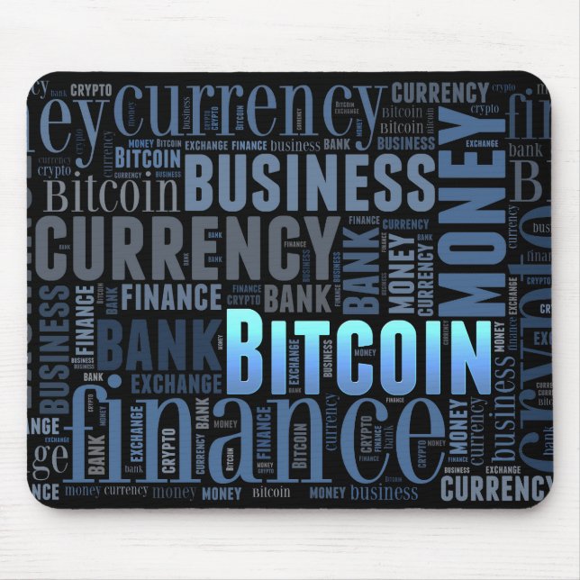 Bitcoin logo graphic wordart mouse pad (Front)