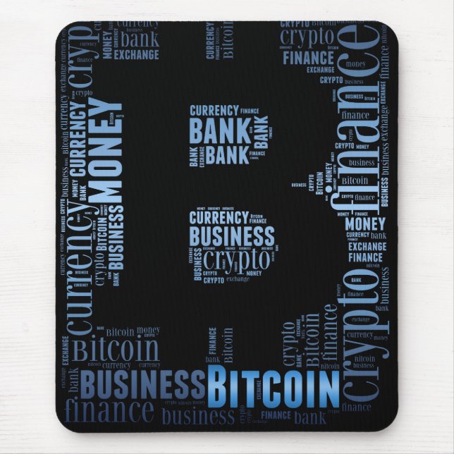 Bitcoin logo graphic wordart mouse pad (Front)