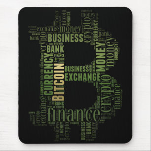 Bitcoin logo graphic wordart mouse pad