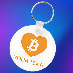 Bitcoin Logo in Heart Key Ring