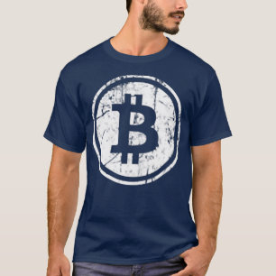 Bitcoin Logo Minimalist Elegant Distressed Pocket  T-Shirt