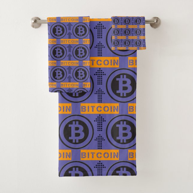 Bitcoin Logo Pattern Bath Towel Set (Insitu)