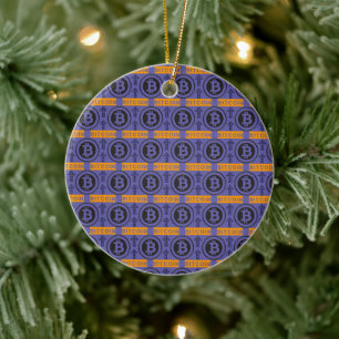 Bitcoin Logo Pattern Ceramic Tree Decoration