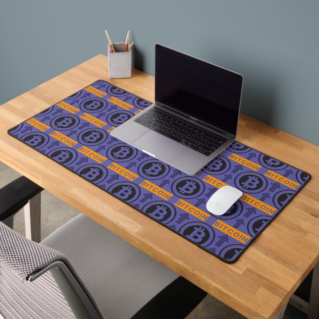 Bitcoin Logo Pattern Desk Mat (Office 2)