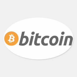 Bitcoin logo + text oval sticker