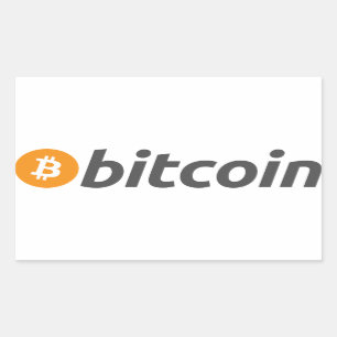 Bitcoin logo + text rectangular sticker