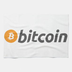Bitcoin logo + text tea towel
