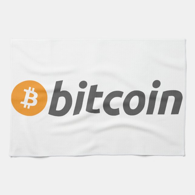 Bitcoin logo + text tea towel (Horizontal)