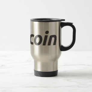 Bitcoin logo + text travel mug