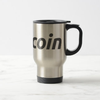 Bitcoin logo + text travel mug