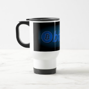 Bitcoin logo travel mug