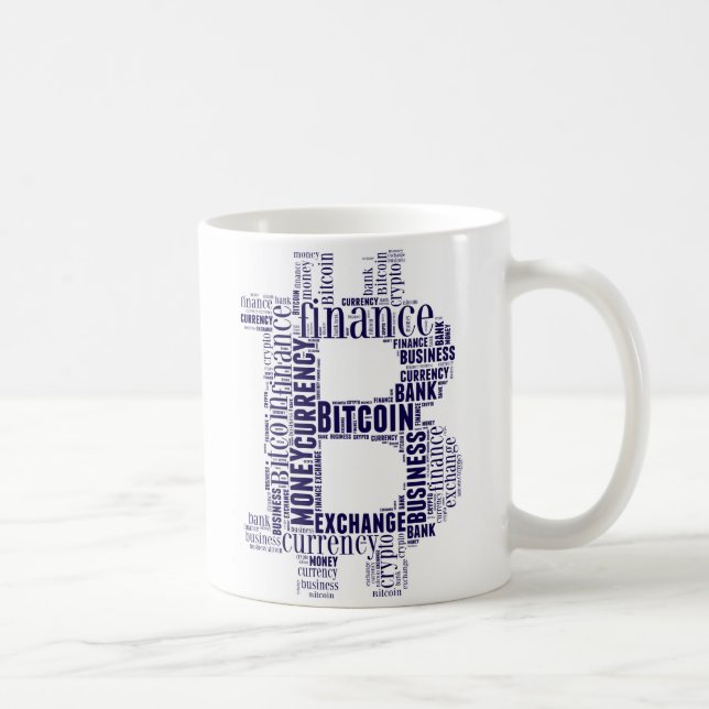 Bitcoin logo wordart graphics coffee mug (Right)