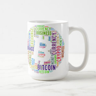 Bitcoin logo wordart graphics coffee mug