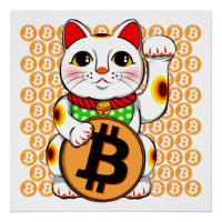 Bitcoin Maneki Neko Lucky Cat Poster