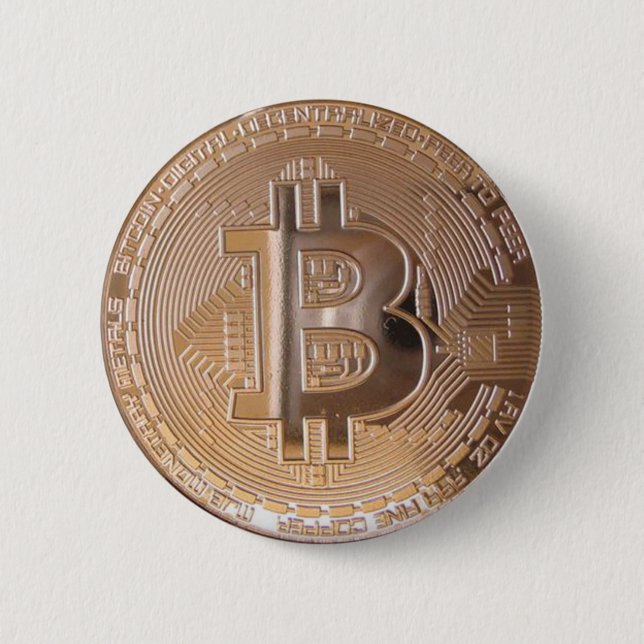 Bitcoin metallic made ​ ​ of copper. M1 6 Cm Round Badge (Front)