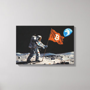 "Bitcoin Moon" Oil Painting #1 Canvas Print