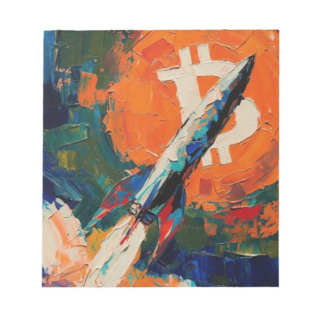 "Bitcoin Moon" Oil Painting #3 Notepad (Front)