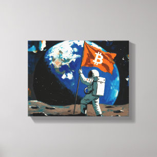 "Bitcoin Moon" Oil Painting #4 Canvas Print