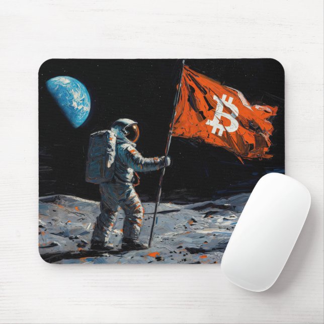 "Bitcoin Moon" Oil Painting #5 Mouse Pad (With Mouse)