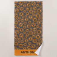 Bitcoin Patterned Orange and Grey Personalised