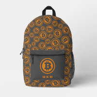 Bitcoin Patterned Orange and Grey Personalised