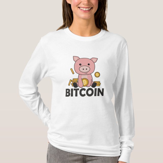 Bitcoin Piggy Bank Hodl Coins Hold Digital T-Shirt (Front)
