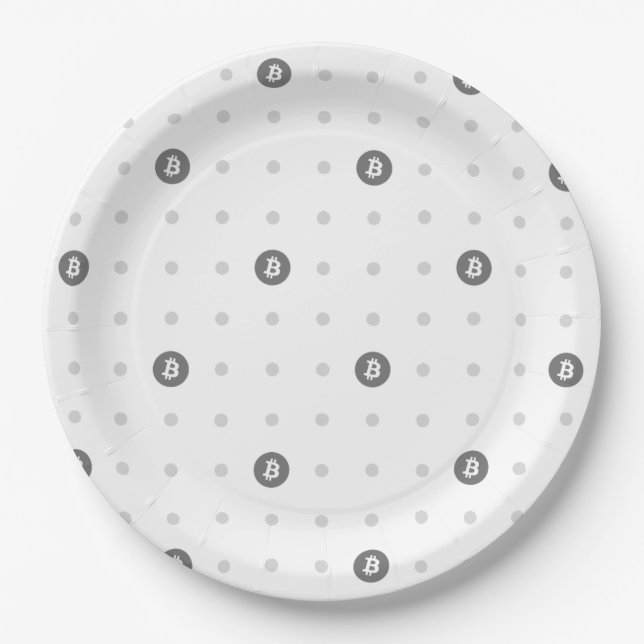 Bitcoin Polka Dot Paper Plate (Large)  (Front)