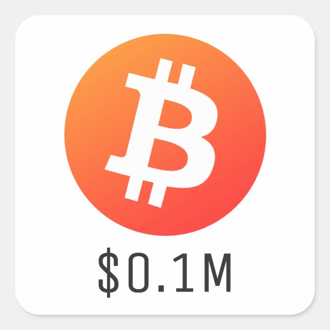 Bitcoin Price $100K ($0.1M) One Million Square Sticker (Front)