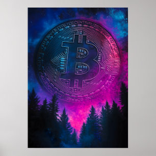 Bitcoin Purple Crypto Galaxy Space Poster