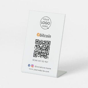 Bitcoin QR Code Payment   Scan to Pay Business Pedestal Sign