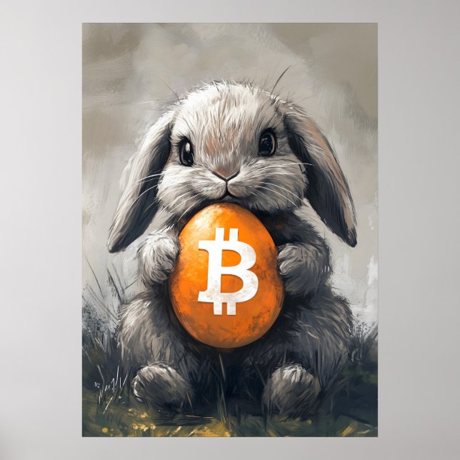 Bitcoin Rabbit Hole Crypto Bunny Poster (Front)