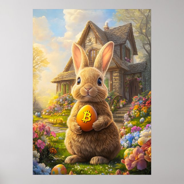 Bitcoin Rabbit Hole Easter Bunny Poster (Front)