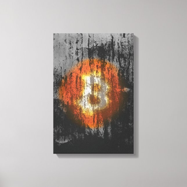 Bitcoin Resilient Art (On Black Wall HD) Canvas Print (Front)