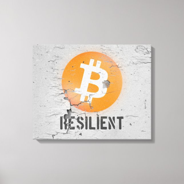 Bitcoin Resilient Art (On Cracked Wall HD) Canvas Print (Front)