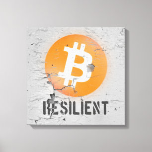Bitcoin Resilient Art (On Cracked Wall HD) Canvas Print