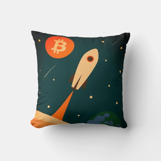 Bitcoin Rocket Cushion (Front)