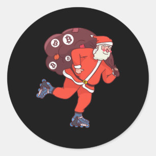 Bitcoin Santa Claus Cryptocurrency Santa Crypto In Classic Round Sticker