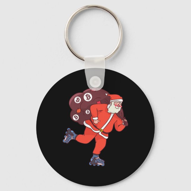 Bitcoin Santa Claus Cryptocurrency Santa Crypto In Key Ring (Front)