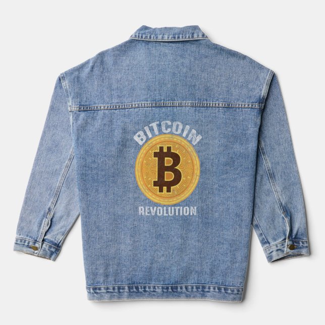 Bitcoin Shirt Cryptocurrency T Shirt Btc T Shirt Denim Jacket (Back)